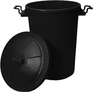 simpa 85L Black Plastic Locking Lid Bin