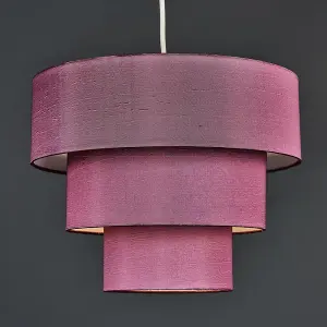 ValueLights Vermont 3 Tier Purple Faux Silk Ceiling Pendant Light Shade