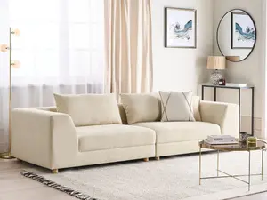 Beliani Modern 3 Seater Sofa Beige LERMON