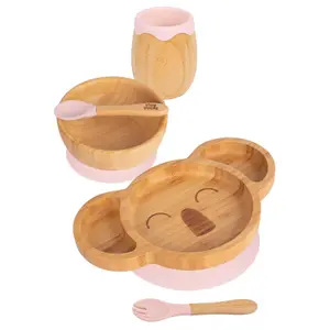 5pc Bamboo Koala Baby Weaning Set - Pastel Pink