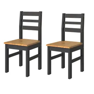 PAIR of ladder back chair Linea pine black waxed pine