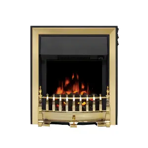 Pembury Warm Oak Fireplace with Inset Brass Electric Fire