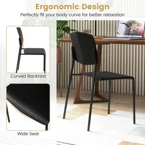 COSTWAY Dining Chair Set of 4 Armless Side Chairs Stackable Kitchen Chairs