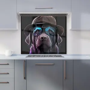 Labrador Retriever Dog Splashart Premium Glass Kitchen Splashback W600mm x H600mm