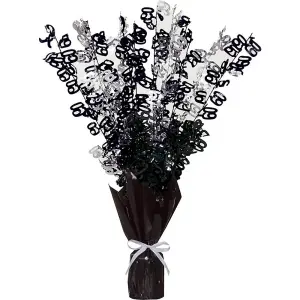 Unique Party Glitz 80th Balloon Weight Centrepiece Black/Silver (One Size)