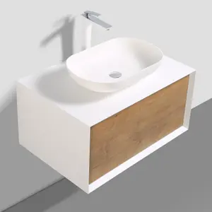 Declan White & Oak Wall Mounted Vanity Unit & Basin Set (W)800mm (H)400mm