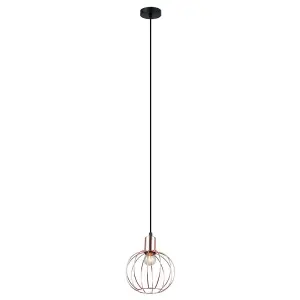 Luminosa Industrial And Retro Hanging Pendant Black 1 Light  with Copper Shade, E27