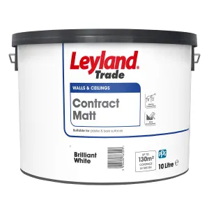 Leyland Trade Contract Brilliant White Matt Emulsion paint, 10L