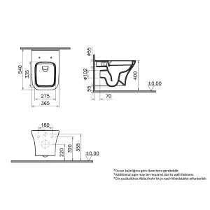 VitrA Koa White Slim Wall hung Square Toilet set with Soft close seat & Embedded cistern & frame