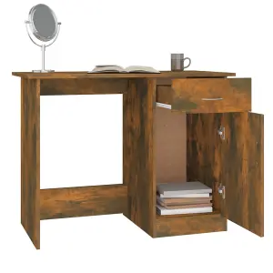 Berkfield Desk Smoked Oak 100x50x76 cm Engineered Wood