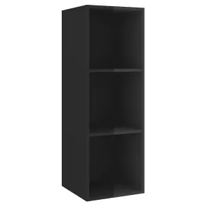 Berkfield Wall-mounted TV Cabinet High Gloss Black 37x37x107 cm Engineered Wood