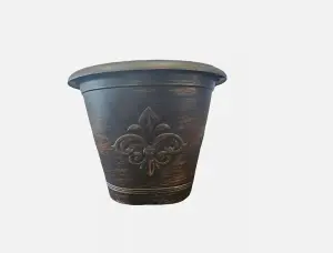 Recycled Plastic Planter Pot - 10" Fleur De Lys Black Copper