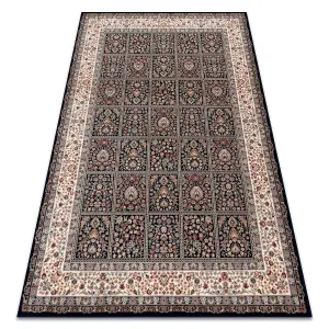 Carpet Wool NAIN Flowers, frame 1181/51011 navy / beige  80x150 cm