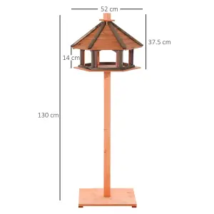 PawHut Wooden Bird Feeder Bird Table with Roof for Outside Use Brown 130cm