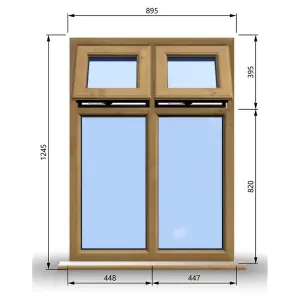 895mm (W) x 1245mm (H) Wooden Stormproof Window - 2 Top Opening Windows -Toughened Safety Glass