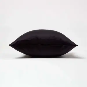 Homescapes Black Filled Velvet Cushion with Piped Edge 46 x 46 cm