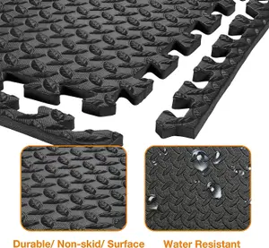 Black Interlocking floor tile 60 x 60cm (64 SQ.FT), Pack of 16 Mats