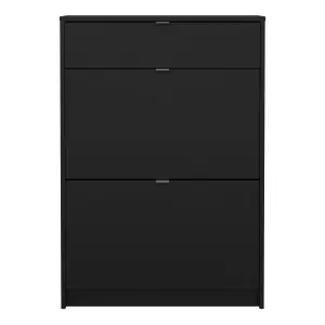 Shoes Shoe Cabinet 2 Flip Down Doors + 1 Drawer in Matt Black