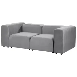 2 Seater Modular Velvet Sofa Grey FALSTERBO