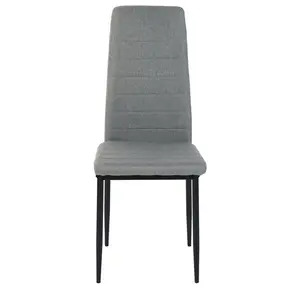 Upholstered Dining Chairs Set Of 4, Fabric Dining Chairs For Dining Room Restaurant (Brown) (Set of 4) Grey / Black