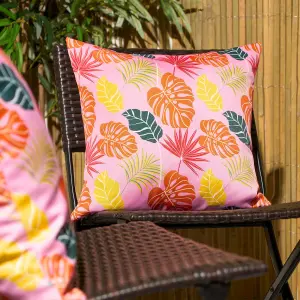 OHS Tropical Water Resistant Filled Cushion Covers, Pink - 45 x 45cm - 2 Pack