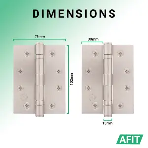 AFIT Satin Nickel Door Hinges - 4 Inch / 102mm  Internal Fire Door Hinges - 10 Pairs