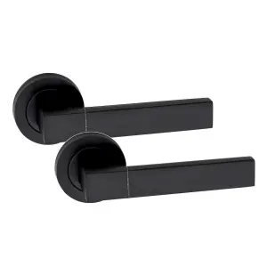 Golden Grace 5 Pair of Capri Design Door Handle On Round Rose Latch Door Handles Matt Black Finish with 52mm Diameter