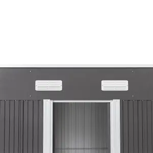 6 x 4 ft Pent Metal Garden Shed Outdoor Tool Storage Shed with Base Foundation, Charcoal Black