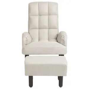 Recliner Chair OLAND with Footstool Linen Light Beige