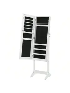 LED Jewellery Cabinet Lockable Wall/Door-Mount 2 Drawers White JBC93W