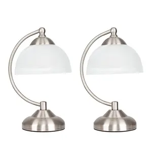 Woodside Metal Arched Lamp (Set of 2) Brushed Chrome