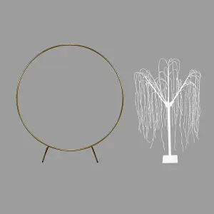 Wedding Moongate - Gold & 1 x Weeping Willow Tree 180cm Warm White