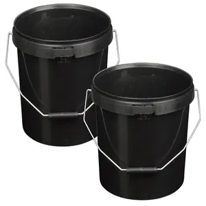 1 x Strong Heavy Duty 10L Black Multi-Purpose Plastic Storage Buckets With Lid & Handle