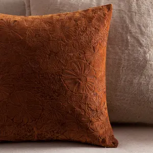 furn. Picking Patch Embroidered Velvet Polyester Filled Cushion