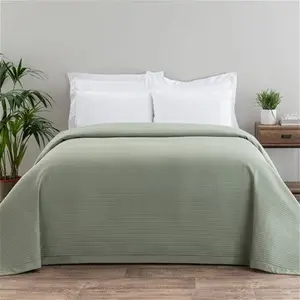 Dunelm Spencer Pinsonic Bedspread, Modern, Size: Double-King, Green, Sage