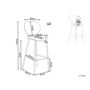 Set of 2 Bar Chairs LUANA Boucle White