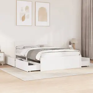 Berkfield Bed Frame without Mattress White 135x190 cm Double Solid Wood Pine