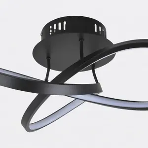 First Choice Lighting Matt Black LED Loop Ceiling Light