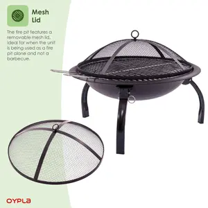 Oypla 54cm Portable Folding Firepit Outdoor Garden Patio BBQ Barbecue Grill