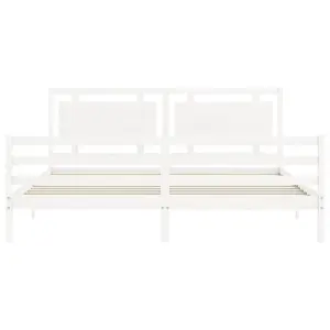 Berkfield Bed Frame with Headboard White 200x200 cm Solid Wood