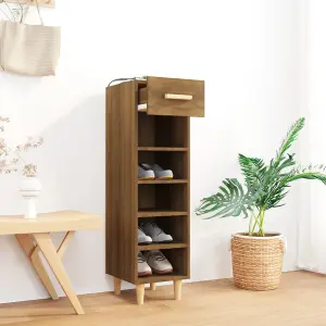 Shoe Cabinet Brown Oak 30x35x105 cm Engineered Wood