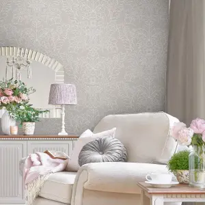 Laura Ashley Silchester Grey Contemporary Smooth Wallpaper