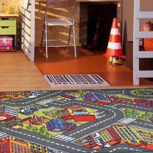 Big City Bright Play Mat Non Slip Kids Rug - 100x190cm