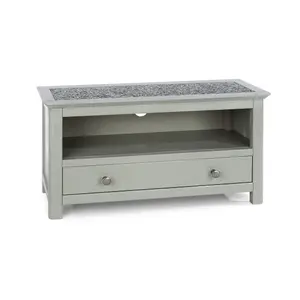 Perth 1 drawer TV unit, grey with stone insert top