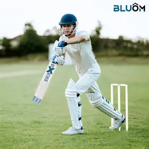 BLUOM Size 3 Cricket Set in Mesh Carry Bag With Cricket Bat, Ball, 4 Stumps, Bails & Bag Kids Cricket Sports Training Set Outdoor