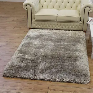 Beige Easy to clean Plain Handmade , Luxurious , Modern , Plain , Shaggy , Sparkle Rug for Living Room, Bedroom - 120cm X 170cm