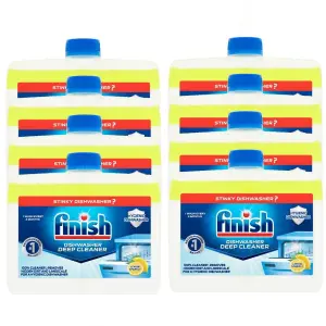 8 x Finish Dishwasher Cleaner Lemon Sparkle 250ml Deep Cleans Grease & Limescale