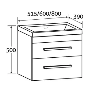 800mm Single Bathroom Vanity with Semi-Recessed Ceramic Basin Gloss White