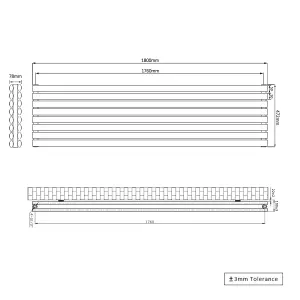 Right Radiators 1800x472 mm Horizontal Vertical Oval Column Radiator Double Panel Rads Black