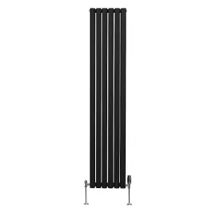 Oval Column Radiator & Valves - 1800mm x 360mm - Black